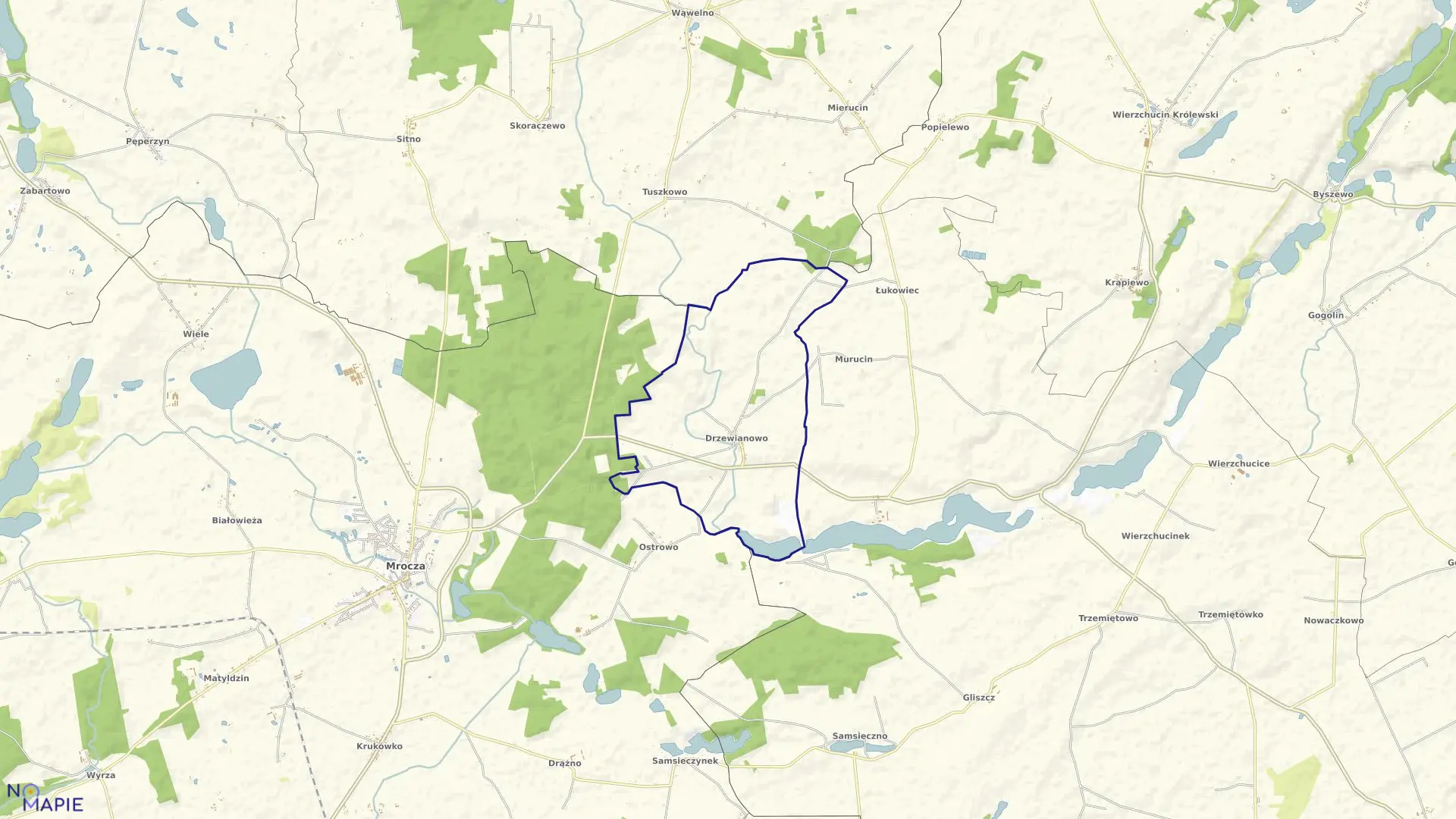 Mapa obrębu Drzewianowo w gminie Mrocza